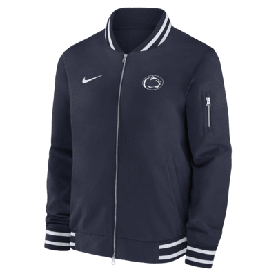 Chamarra bomber universitaria Nike con cierre completo para hombre Penn State Nittany Lions Sideline