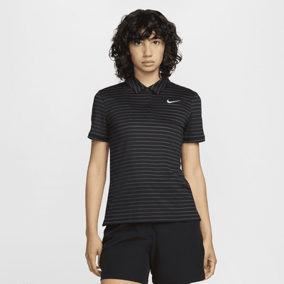 Polo de golf de manga corta Dri-FIT a rayas para mujer Nike Victory