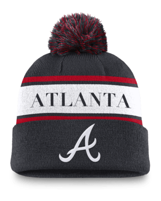 Мужские  Atlanta Braves Team Stripe Peak Nike MLB Cuffed Pom Beanie