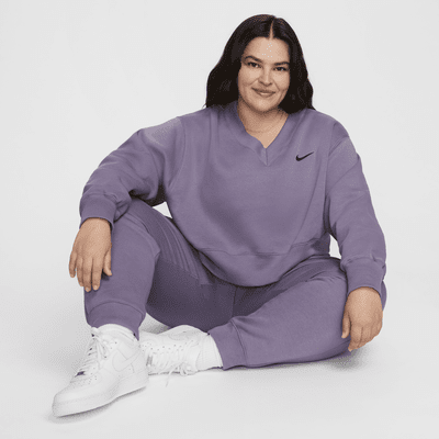 Nike Sportswear Phoenix Fleece Women's Oversized Cropped V-Neck Top (Plus Size)