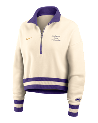 Женские  LSU Legacy Nike College Cropped 1/4-Zip Crew