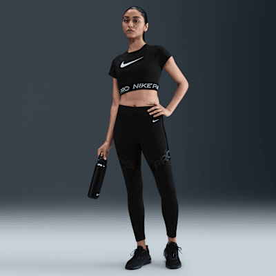 Nike Pro Women's Dri-FIT Short-Sleeve Cropped Graphic Top