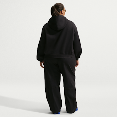 Sudadera con gorro de tejido Fleece de cuello Henley oversized cropped para mujer (talla grande) Nike Sportswear Phoenix