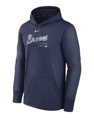 Мужское худи Atlanta Braves Authentic Collection Practice Nike Therma MLB Pullover Hoodie