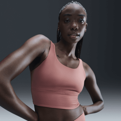 Bra deportivo de baja sujeción de talle largo con almohadillas para mujer Nike Zenvy Rib