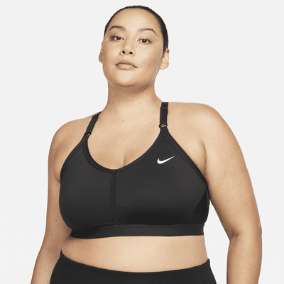 Bra deportivo con cuello en V acolchado de baja sujeción para mujer Nike Indy (talla grande)