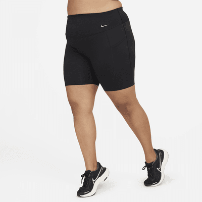 Nike Universa Women's Medium-Support High-Waisted 20cm (approx.) Biker Shorts with Pockets (Plus Size)