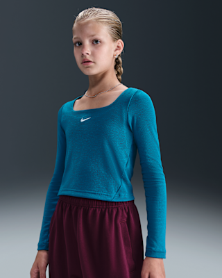 Детские  Nike Sportswear Big Kids' (Girls') Long-Sleeve Square-Neck Top
