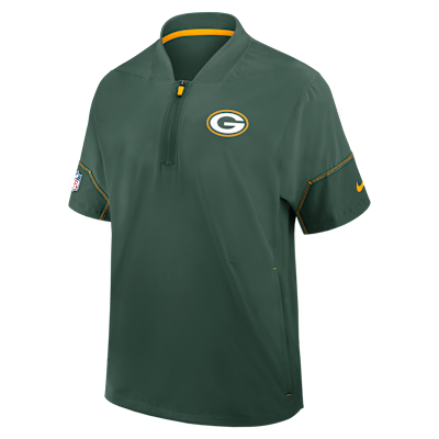 Green Bay Packers Sideline Coach Men's Nike NFL 1/2-Zip Short-Sleeve Hooded Jacket from Nike - $105