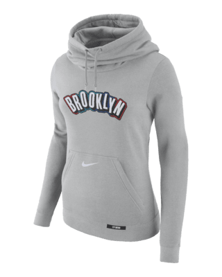 Женское худи Brooklyn Nets Club City Edition Nike NBA Fleece Funnel-Neck Hoodie