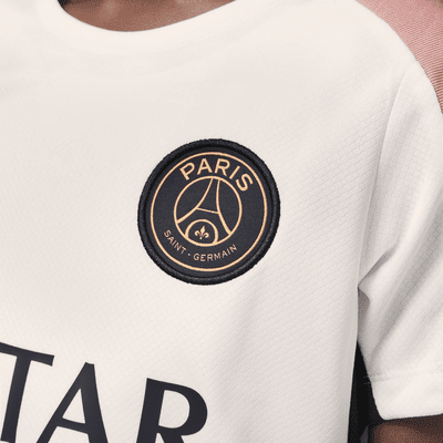 Paris Saint-Germain Strike (tredjedrakt) Jordan Dri-FIT kortermet strikket fotballoverdel til store barn 