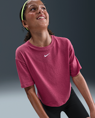 Детские шорты Nike One Relaxed Big Kids' (Girls') Dri-FIT Short-Sleeve Top