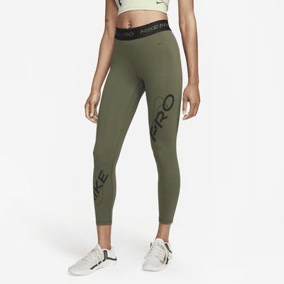 Nike Pro 7/8-Tights mit mittelhohem Bund und Grafik für Damen