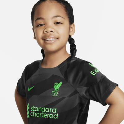 Yellow Nike Liverpool FC 2023/24 Goalkeeper Away Kit Children