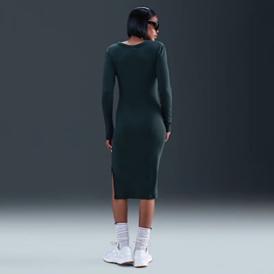 Vestido ajustado de manga larga de tejido Rib largo mini para mujer Nike Sportswear Chill Knit