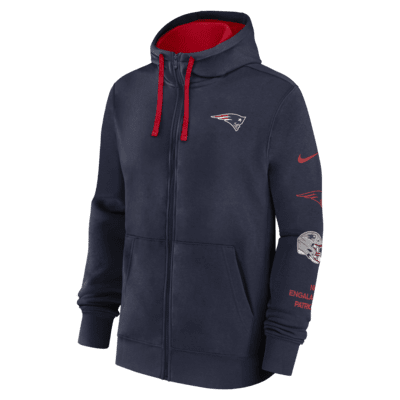 Sudadera con gorro Nike de la NFL de cierre completo para hombre New England Patriots Club