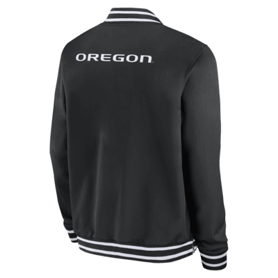 Chamarra bomber universitaria Nike de cierre completo para hombre Oregon Ducks Sideline