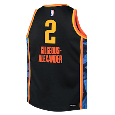 Jersey Nike Dri-FIT de la NBA Swingman para niños talla grande Shai Gilgeous-Alexander Oklahoma City Thunder 2024/25 City Edition