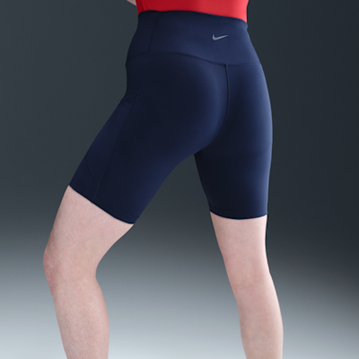 Nike One 20 cm-es, magas derekú női kerékpáros rövidnadrág zsebekkel
