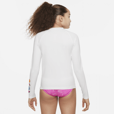 Playera Hydroguard de manga larga para niña talla grande Nike Swim Charms