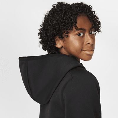 Sudadera de entrenamiento con gorro Therma-FIT acondicionada para el invierno para niños talla grande Nike