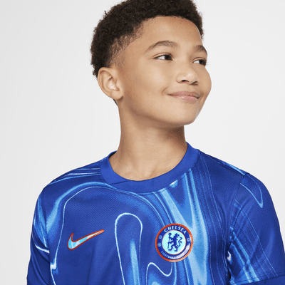 Camisola de futebol de réplica Nike Dri-FIT do equipamento principal Stadium Chelsea F.C. 2024/25 Júnior