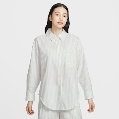 Nike Sportswear Chill Poplin Women's Oversized Woven Long-Sleeve Striped Top