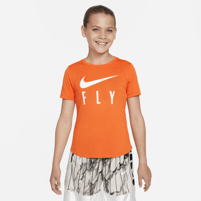 Nike Dri-FIT Fly T-Shirt. Kids\' Big One Swoosh (Girls\')