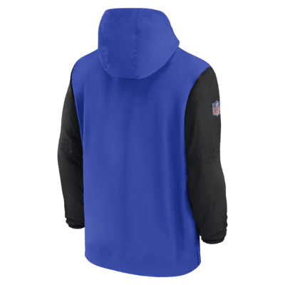 Los Angeles Rams Sideline Pre-Game Player Men's Nike NFL 1/2-Zip Hooded Jacket