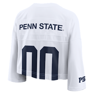 Playera universitaria Nike Dri-FIT cropped para mujer Penn State Jersey