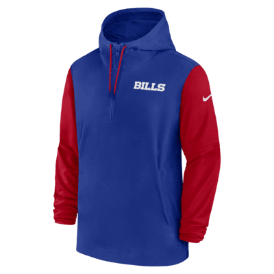 Chamarra Nike de la NFL con gorro de medio cierre para hombre Buffalo Bills Sideline Pre-Game Player