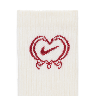 Meias de cano médio com amortecimento Nike Everyday Plus (1 par)