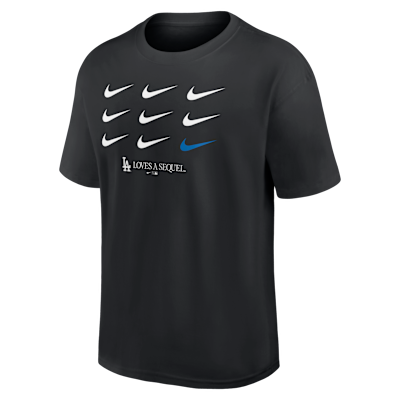 Playera Nike de la MLB para hombre de Los Angeles Dodgers 2025 World Series Champions LA Loves A Sequel