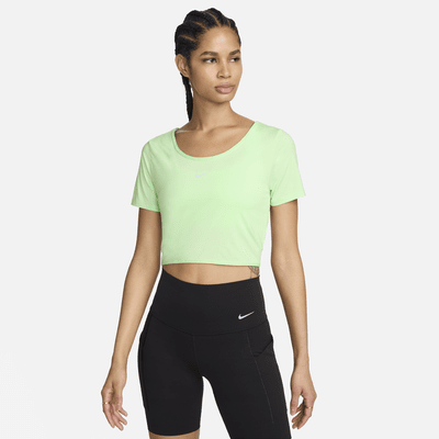 Playera de manga corta con frunce Dri-FIT cropped para mujer Nike One Classic