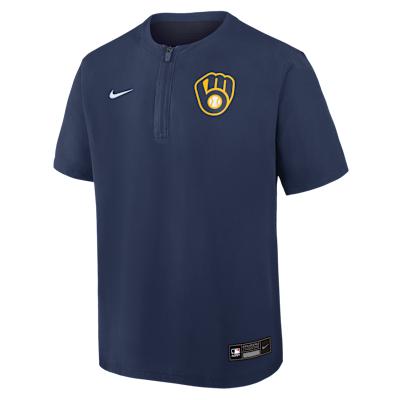Milwaukee Brewers Authentic Collection Men's Nike Dri-FIT MLB 1/4-Zip Short-Sleeve Windshirt