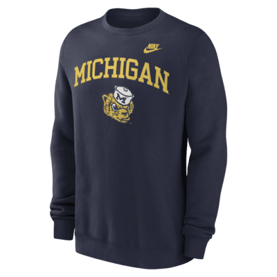 Michigan Wolverines Legacy Classic Arch Over Logo Men's Nike College Pullover Crew