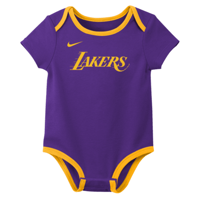 Conjunto de body de la NBA Nike para bebé (3 piezas) Los Angeles Lakers