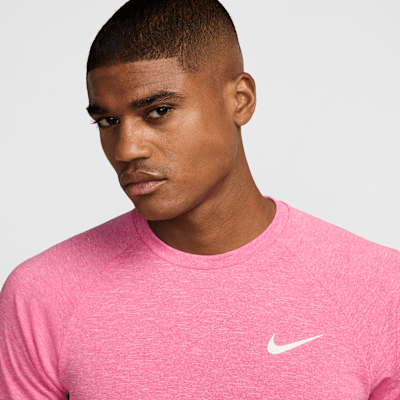 Nike Men's Heathered Short-Sleeve Hydroguard Swimming Top
