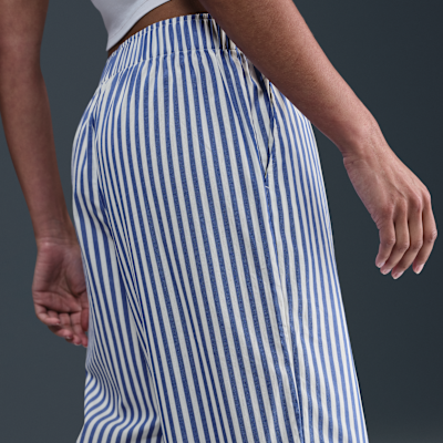 Pants rayados holgados de tiro medio para mujer Nike Sportswear Chill Poplin