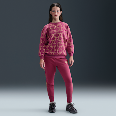 Nike Sportswear Club Fleece Big Kids' (Girls') Oversized Printed Crewneck Sweatshirt