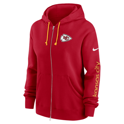 Sudadera con gorro de la NFL Nike de cierre completo para mujer Kansas City Chiefs Phoenix