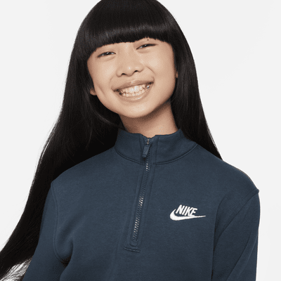 Nike Sportswear Club Fleece Big Kids' (Girls') 1/2-Zip Long-Sleeve Top