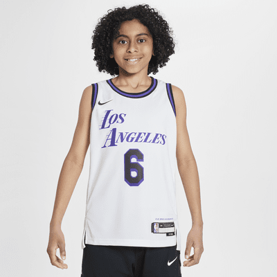 Lebron James Los Angeles Lakers City Edition Nike Swingman NBA-jersey met Dri-FIT voor kids