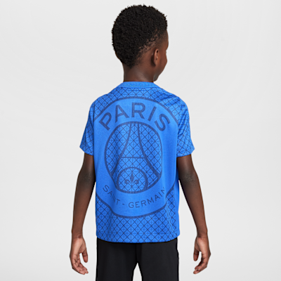 Przedmeczowa koszulka piłkarska z krótkim rękawem dla małych dzieci Jordan Dri-FIT Paris Saint-Germain Academy Pro (wersja domowa)