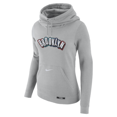 Brooklyn Nets Club City Edition Women's Nike NBA Fleece Funnel-Neck Hoodie