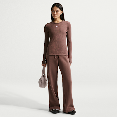 Nike Sportswear aansluitend geribd T-shirt met lange mouwen voor dames