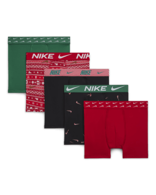 Подростковые  Nike Dri-FIT Big Kids' Holiday Poly Boxer Briefs (5-Pack)