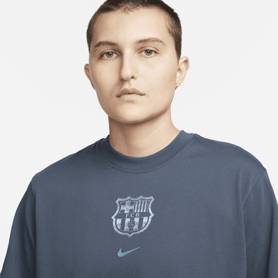 Playera de fútbol Nike de corte cuadrado para mujer FC Barcelona