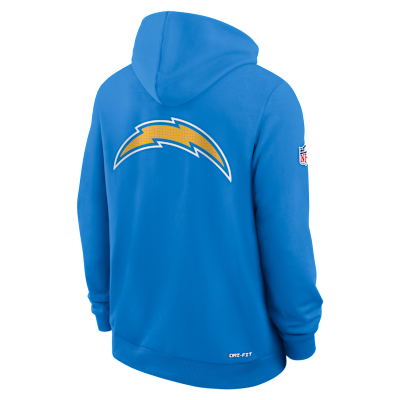 Sudadera con gorro Nike Dri-FIT de la NFL de cierre completo para hombre Los Angeles Chargers Utility Player Sideline