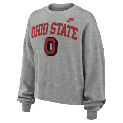 Sudadera de cuello redondo sin cierre universitaria Nike para mujer Ohio State Buckeyes Legacy Classic Arch